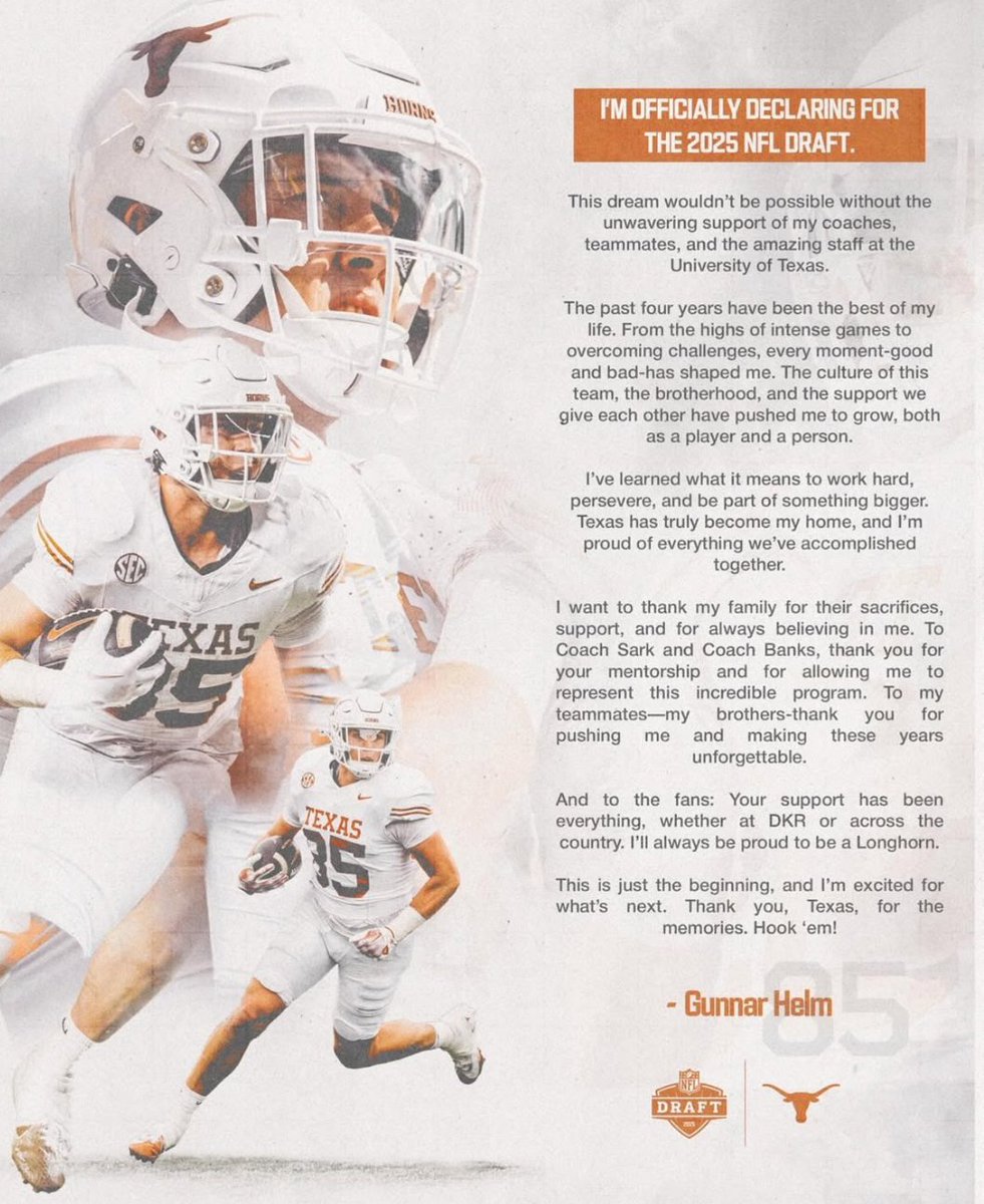 TE Gunnar Helm is off to the NFL Draft following the most accomplished season in program history for a tight end.

<a href="/ontexasfootball/">OnTexasFootball</a>