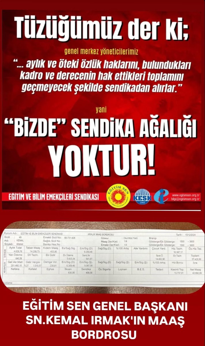 Sendikaları bir emek mücadelesi değilde atlama nemalanma tahtası olarak gören sarı sendikalar çalışanlar üzerinde kamburdur.Yetki alınarak son 10 yıldır bütün ahklarını öğretmenler neden kaybettiği açık değil mi
#CinAlideAçıklasın