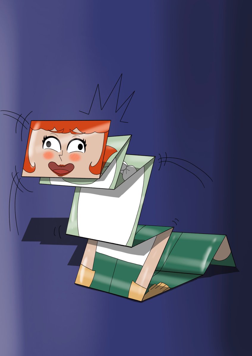 its 2025, year of the snake, so heres dexters mom flattened and folded into a paper snake #平面化