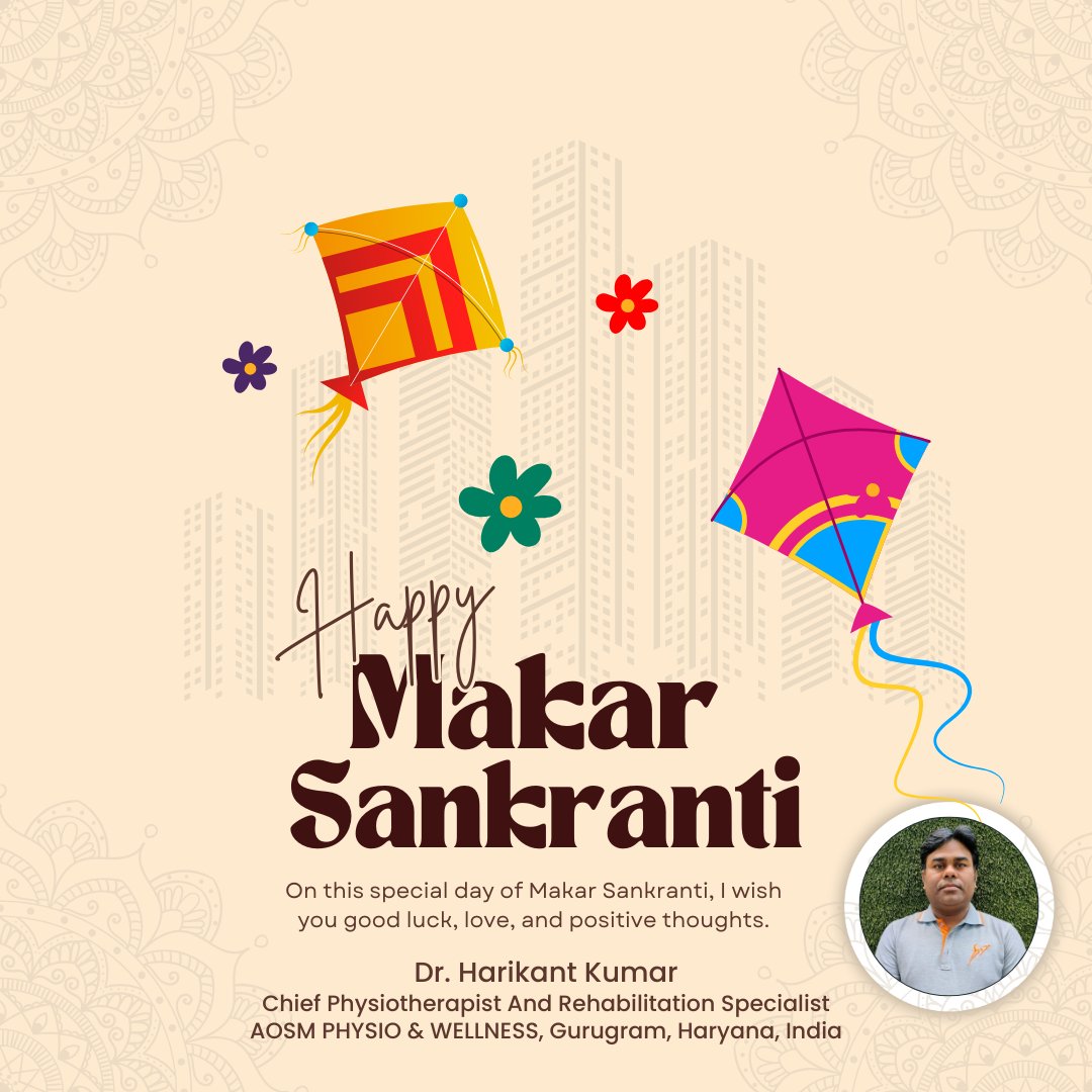 harikumar255's tweet image. ✨🌞Happy #MakarSankranti Celebrations! ✨🪁It&apos;s time to take to the skies and let our kites soar high! Wishing everyone a prosperous and joyous Makar Sankranti! 🌾🪁💛Warm regards, #DrHarikantKumar Visit Us: #AOSM PHYSIO &amp;amp; WELLNESS, #Sector43, #Gurugram, #Haryana, #India
