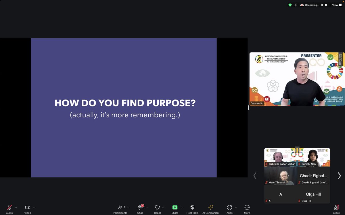 COIECentennial's tweet image. We are in our first session in the New Year with our presenter Duncan So @transcendhustle exploring the art of connecting with meaningful causes and turning #passions into #impactful #missions. 
Check out our lineup of sessions: tinyurl.com/3zunj26h
@CentennialEDU @guglani