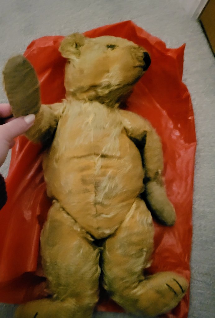 M_is_for_Magic_'s tweet image. A 100 year old teddy bear still very much looked after by the family. I got a little emotional when I met him last Christmas! 🐻🥹❤️
#antiques 
#teddybears