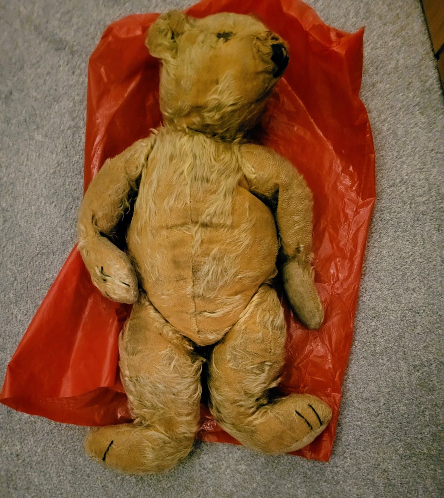 M_is_for_Magic_'s tweet image. A 100 year old teddy bear still very much looked after by the family. I got a little emotional when I met him last Christmas! 🐻🥹❤️
#antiques 
#teddybears