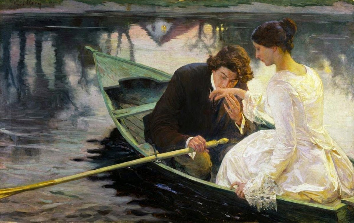 🎨Franz Paul Guillery (1862-1933)
Un couple d'amoureux sur le bateau (Loving Couple in the Boat)