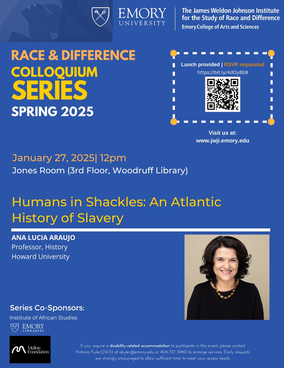 Emory African Studies (@emoryias) on Twitter photo The IAS is pleased to announce our two events featuring Dr. Ana Lucia Araujo on Monday January 27th.
Ana Lucia Araujo is a historian and Professor of History at the historically Black Howard University in Washington DC in the US. <a href="/araujohistorian/">Ana Lucia Araujo, PhD</a> The IAS is pleased to announce our two events featuring Dr. Ana Lucia Araujo on Monday January 27th.
Ana Lucia Araujo is a historian and Professor of History at the historically Black Howard University in Washington DC in the US. <a href="/araujohistorian/">Ana Lucia Araujo, PhD</a>