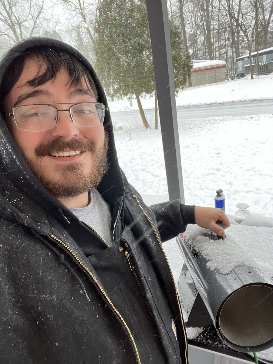 Outside thawing my water main 😂 🥶 

P.s. it’s snowing like crazy. 

SEND HALP 

lol 😂