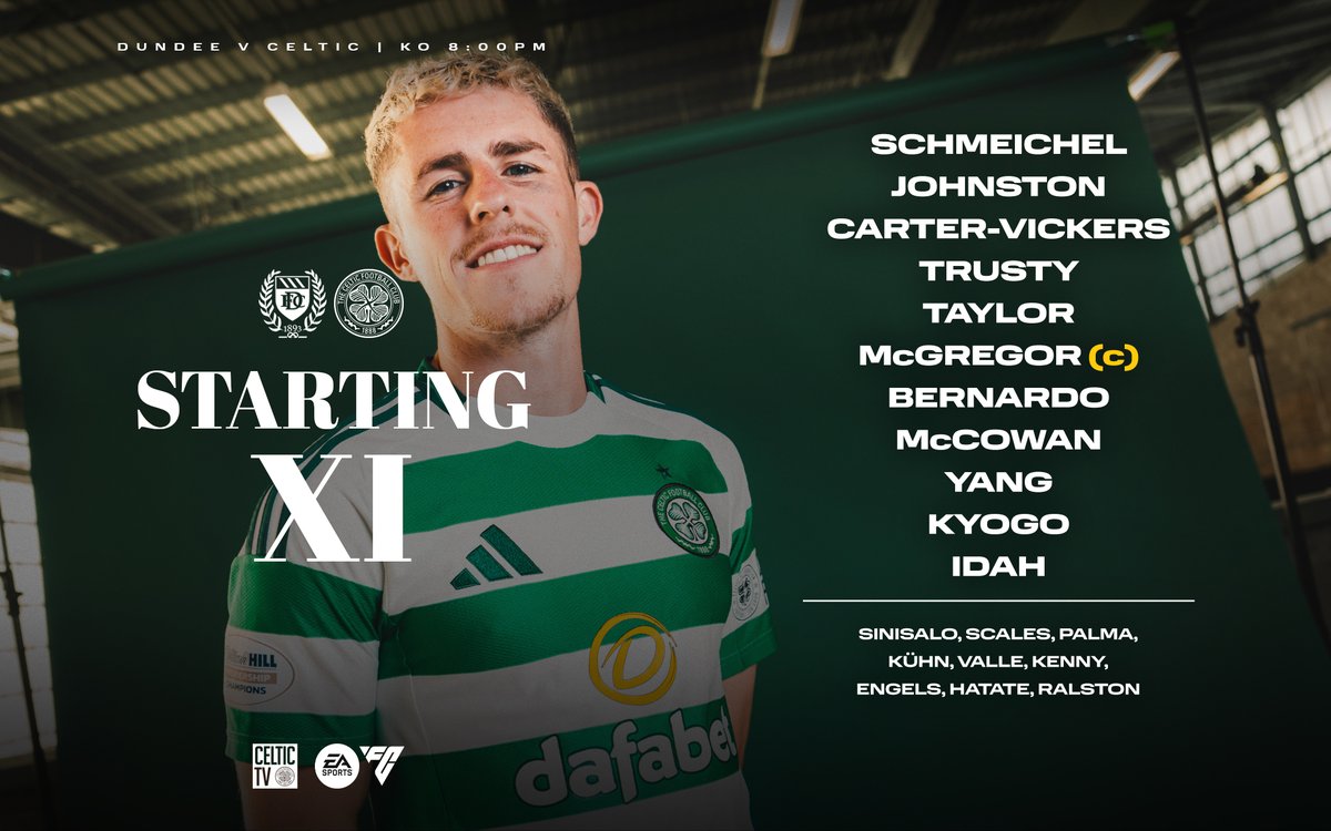 CelticFC's tweet image. Your Celtic team for tonight's game against Dundee 📋 

#DUNCEL | #CelticFC🍀