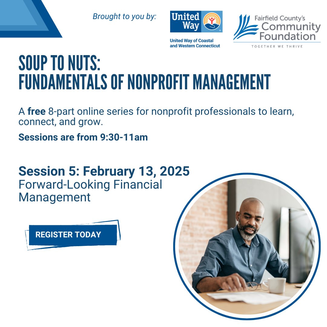 Our Soup to Nuts series with Fairfield County's Community Foundation's #CenterforNonprofitExcellence is back! Get ready to embark on a journey of learning, connecting, and growing with other nonprofit professionals. To sign up, visit bit.ly/nonprofitmanag…