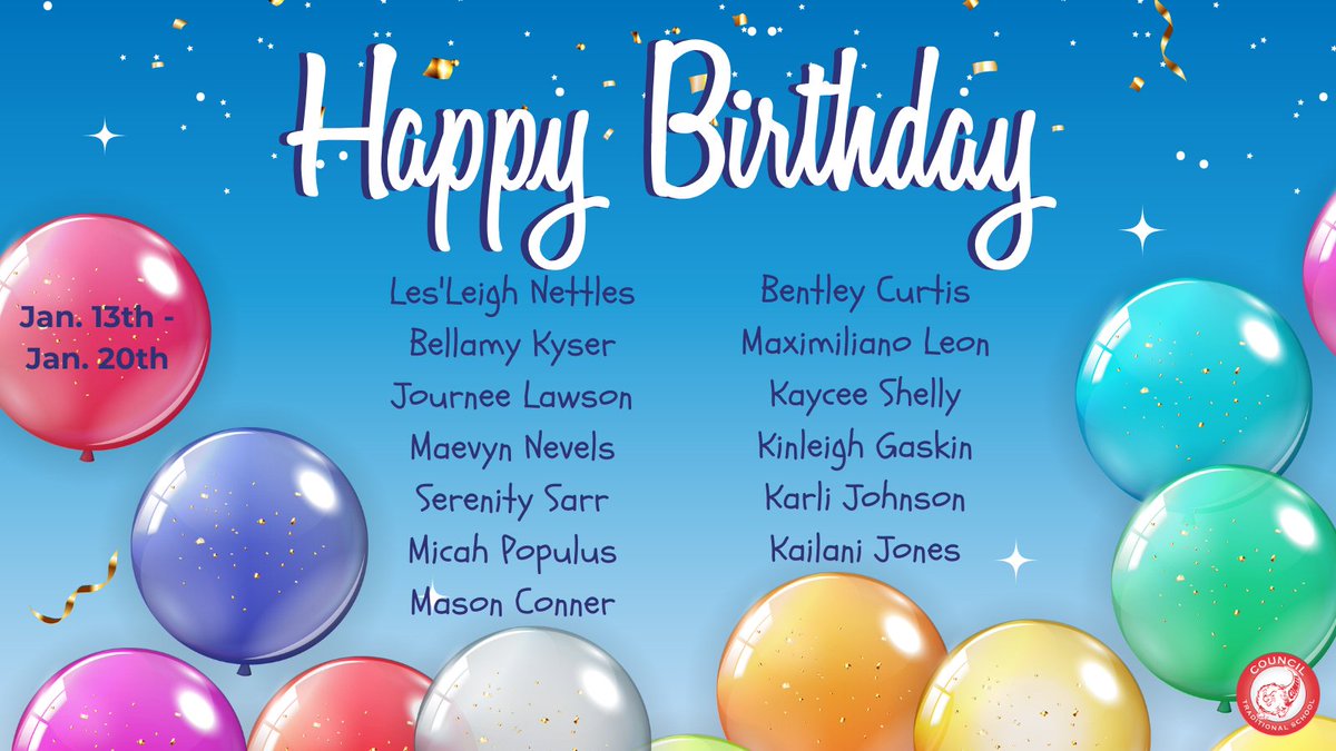 CouncilComets's tweet photo. 🎂Happy Birthday to our amazing students celebrating this week!🥳 #GrowingGREATNESS #LearningLeading #councilcomets https://t.co/TzjeqyHzXF