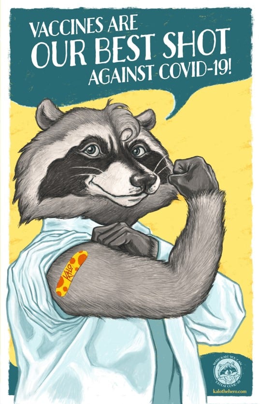 KellyLambertUR's tweet image. I'm bringing Kalo back, the raccoon with science as his superpower! Created for the COVID era, he's here to remind us: science-based decisions are essential for public health. Our future depends on leaders who make evidence-based health decisions. #ScienceMatters #KaloTheRaccoon