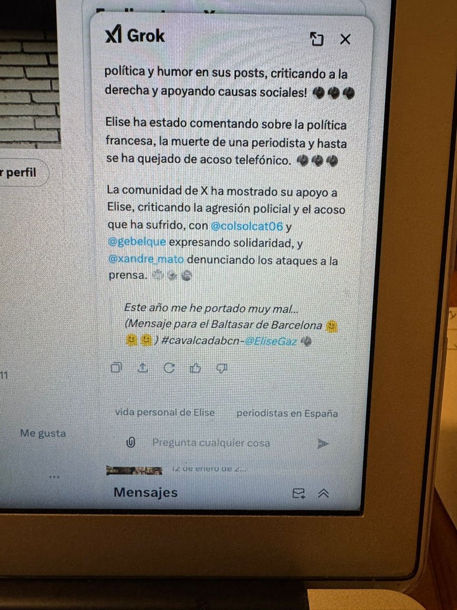 ¿Alguien me explica por qué la primera propuesta de mi "Grok" twitter/X de la IA es "VIDA PERSONAL DE ELISE" ? 

He mirado los de vari@s compañer@s y a nadie le sale esta propuesta... 

WTF?!