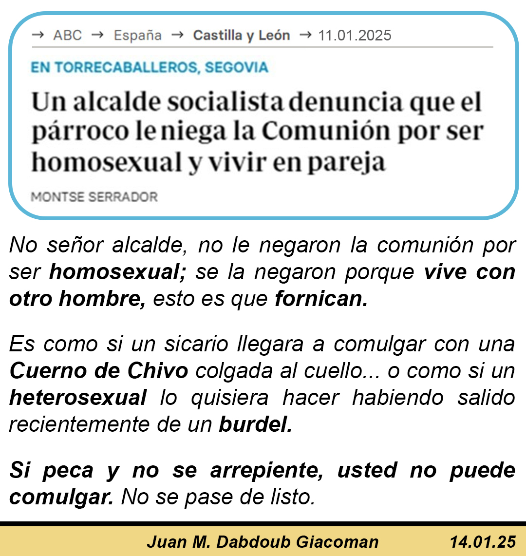 La homosexualidad, al igual que la heterosexualidad, no son pecado en la Iglesia Católica. El problema es como se viven... La promiscuidad es la transgresión y es pecado para ambas personas