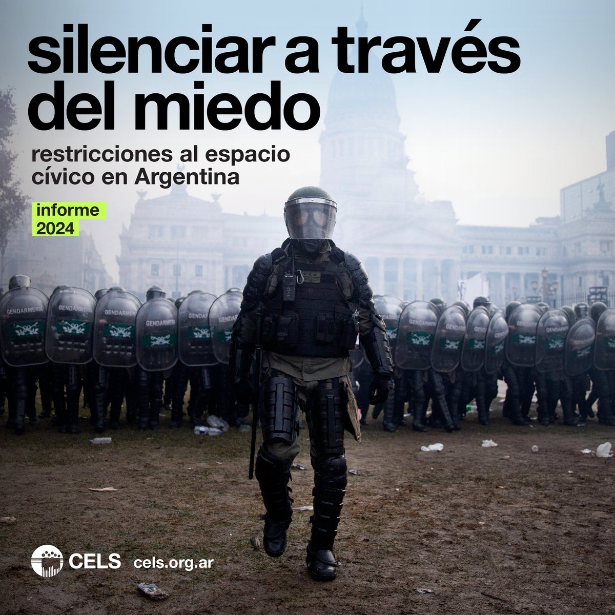 CELS_Argentina's tweet photo. La escalada discursiva de la ministra Bullrich contra las organizaciones de la sociedad civil y el sistema internacional de derechos humanos es un paso más en el intento del gobierno de vaciar el espacio público de voces disidentes. También son maniobras discursivas para justificar la violencia estatal física y verbal contra periodistas, manifestantes, vendedores ambulantes, personas en situación de calle y cualquier otro grupo que use el espacio público por fuera de la idea de "orden" que tiene el gobierno.

🔗https://t.co/4GLpM7VXLR