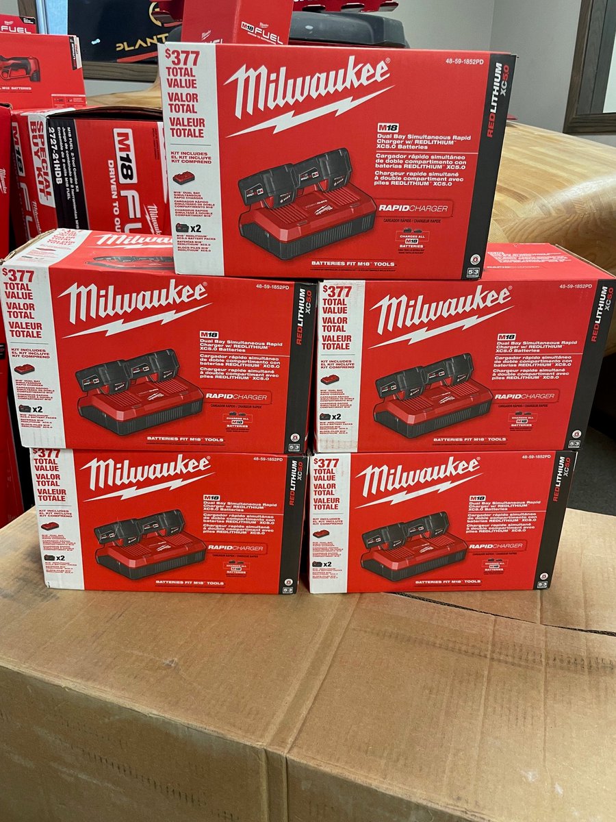 If you have bought too many "tool only" and not enough kits lately &amp; your falling behind on your batteries or chargers, then you want this kit. $230.00 and only 6 left! You get two 5.0 HO batteries and one dual battery charger! AWESOME deal until gone.