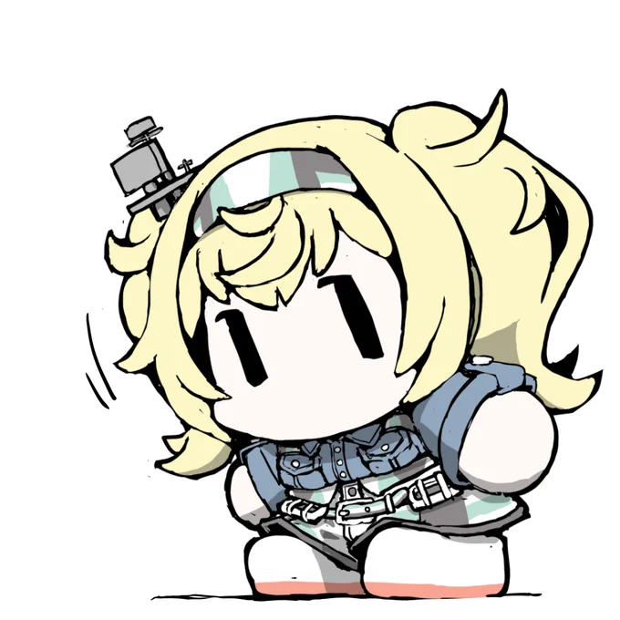 艦これラクガキ、まめ艦がんびあべい^^ちょっと離れた所から"なにしてるのかなー?"とコチラの様子を伺っています^^ 