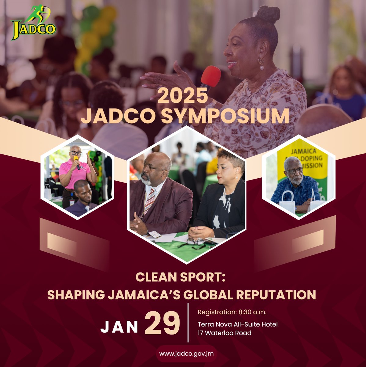 The 2025 JADCO Symposium is happening on January 29 at the Terra Nova All-Suite Hotel. 

Theme: Clean Sport: Shaping Jamaica’s Global Reputation." Don't miss this opportunity to engage with experts and key stakeholders.

Registration starts at 8:30 a.m.

 commed@jadco.gov.jm