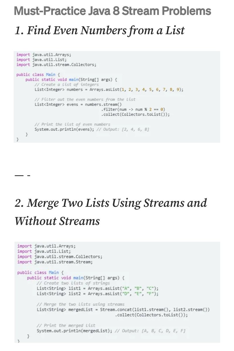 SumitM_X's tweet image. 7 Important Java Streams coding problems asked in interviews