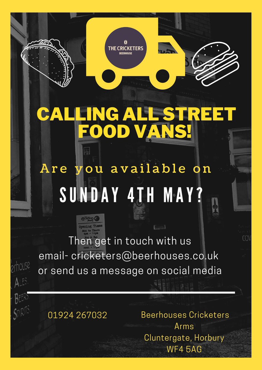 We’re looking for a Street Food van to join us for Yankee Festival! Please get in touch with us!
