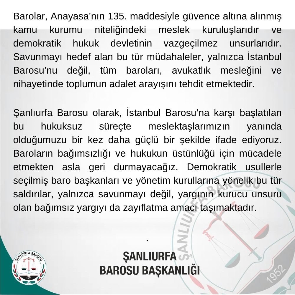 UrfaBarosu's tweet photo. BAROLARIN SESİNİ KISAMAYACAKSINIZ, SAVUNMA SUSMAYACAK!! https://t.co/He3gdtfz1s
