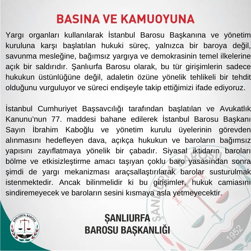 UrfaBarosu's tweet photo. BAROLARIN SESİNİ KISAMAYACAKSINIZ, SAVUNMA SUSMAYACAK!! https://t.co/He3gdtfz1s