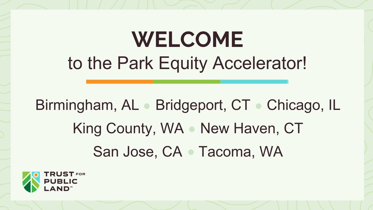 10MinWalk's tweet photo. We’re thrilled to welcome 7 cities to the #ParkEquityAccelerator.
From innovative investment strategies, to co-developing housing & parks, to improving connectivity, these cities are leading the way to bring access to the outdoors to everyone. https://t.co/3wyLSJhBGi #ParkEquity https://t.co/mBR0pQA5uU