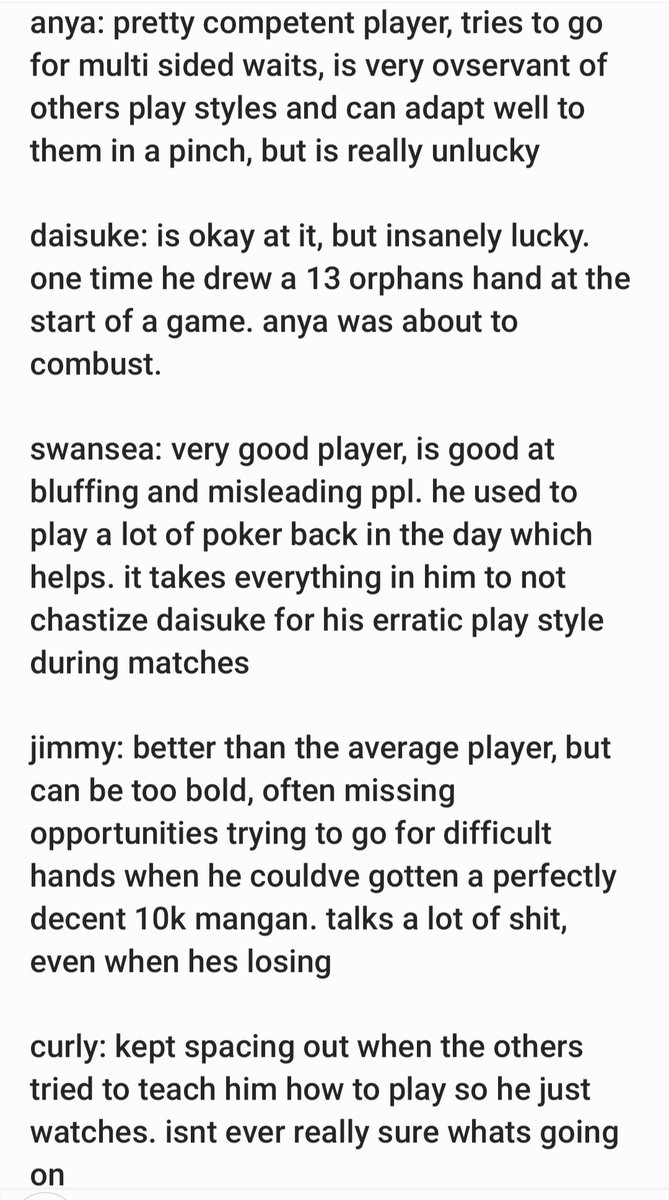 my mahjong playstyle headcanons for mw characters because i do what i want