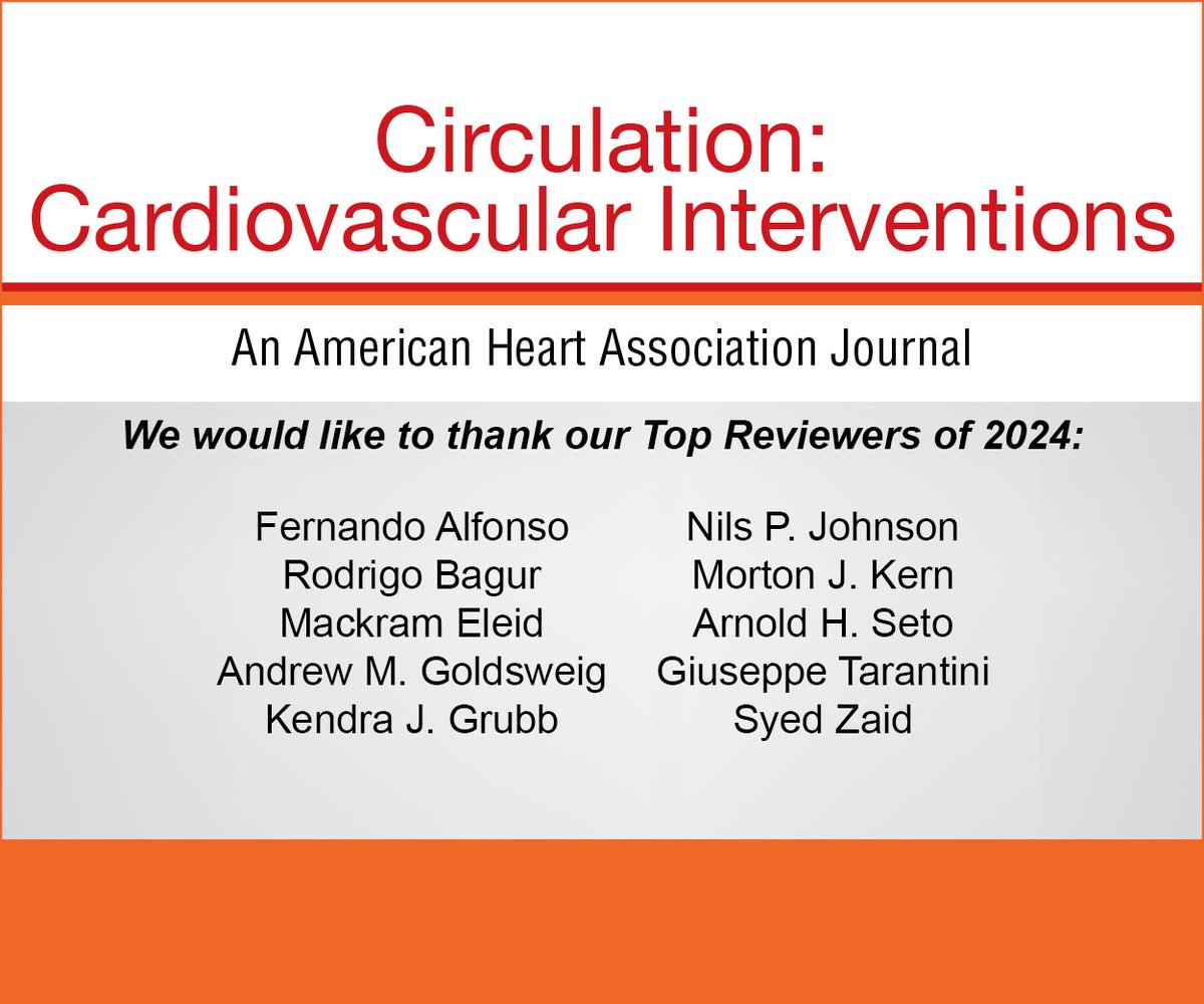 CircInterventions (@circintv) on Twitter photo EIC <a href="/SVRaoMD/">Sunil V. Rao</a> and the Editorial Board and Staff at Circulation: Cardiovascular Interventions are indebted to the top 2024 and all reviewers for their unselfish dedication to advancing the science of IC. <a href="/CircAHA/">Circulation</a> <a href="/AHAScience/">AHA Science</a> #AHAJournals EIC <a href="/SVRaoMD/">Sunil V. Rao</a> and the Editorial Board and Staff at Circulation: Cardiovascular Interventions are indebted to the top 2024 and all reviewers for their unselfish dedication to advancing the science of IC. <a href="/CircAHA/">Circulation</a> <a href="/AHAScience/">AHA Science</a> #AHAJournals