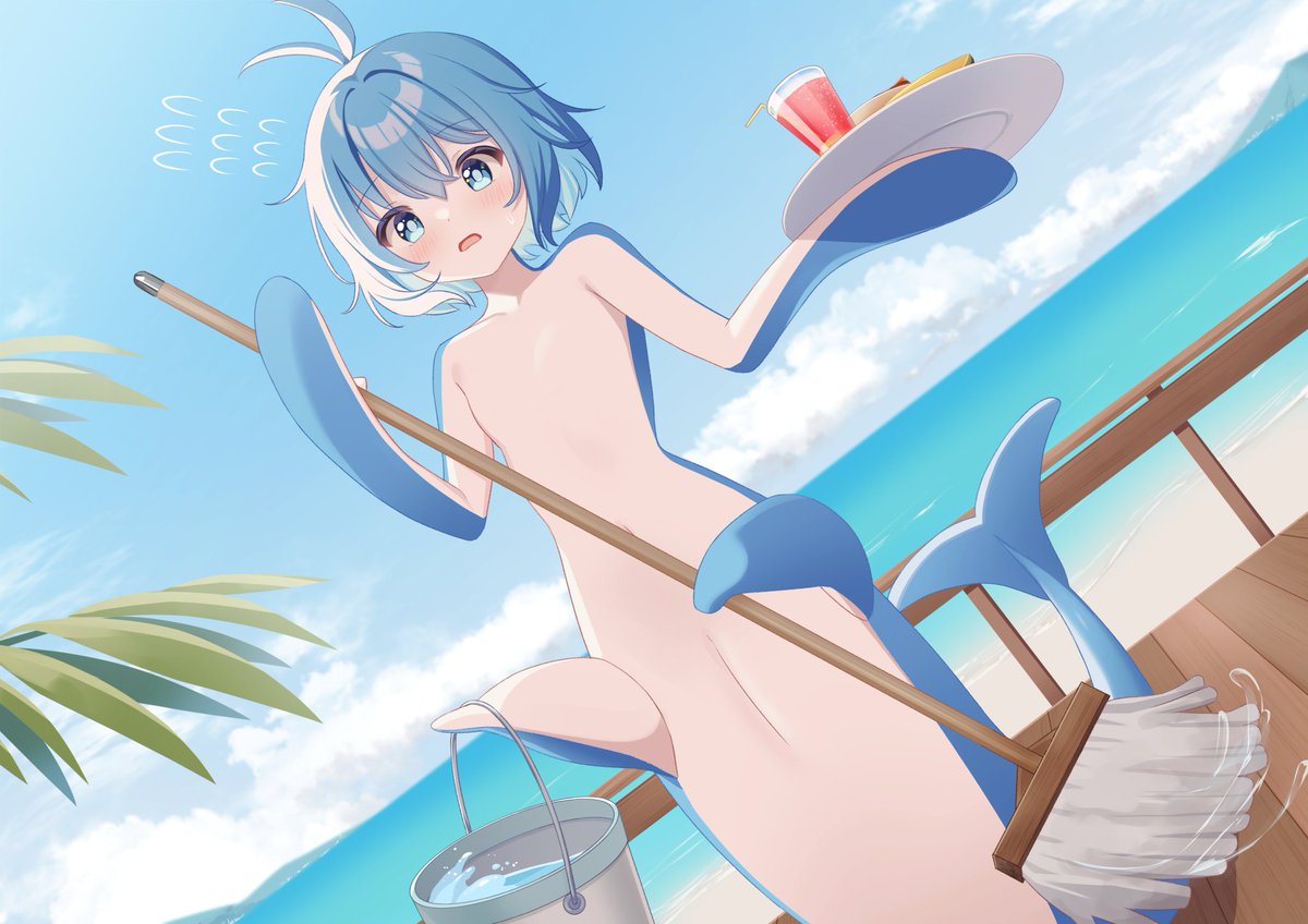 「ご依頼者様のオリキャラのイルカ娘 忙しく働いている様子がまた可愛い リクエストあ」|ADDAのイラスト