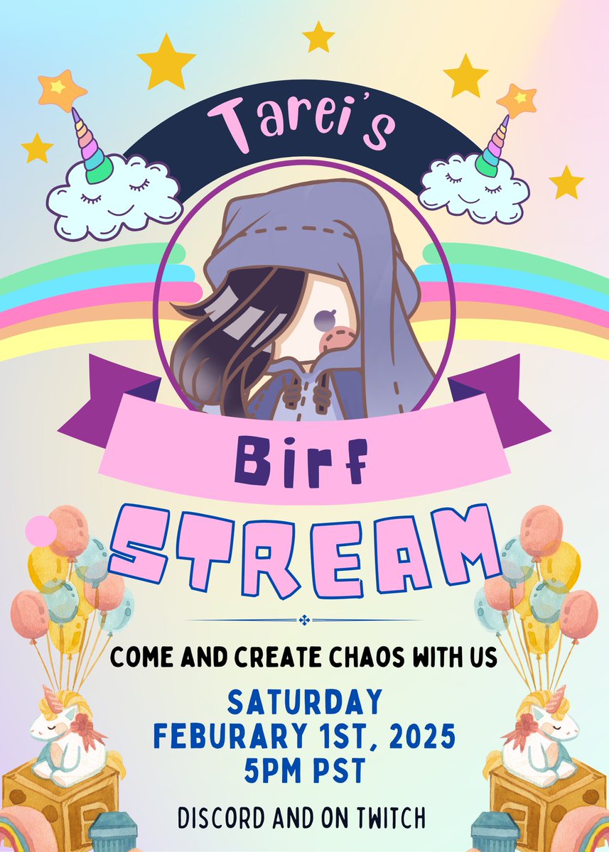 I'll be doing a wonderful birthday stream all of Saturday in collaboration with the lovely streamers and viewers below. 

Date is going to be February 1st Saturday. The flyer has a tad more info! 

We'll also open some jack box to the viewers as well. Currently being worked on.