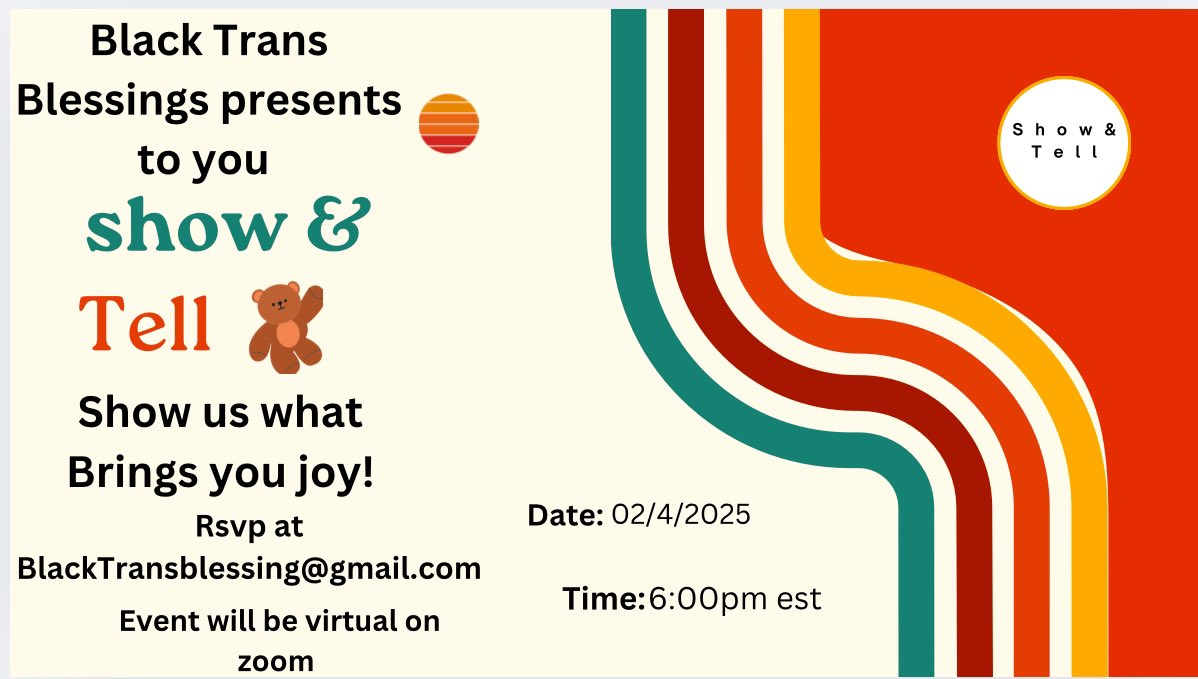 Black trans blessing is excited to present our upcoming Online event, we are eagerly awaiting to share space with folk. For this event, we will be showing special items, belonging or that have significance to us. While also doing virtual exercises to build better relationships