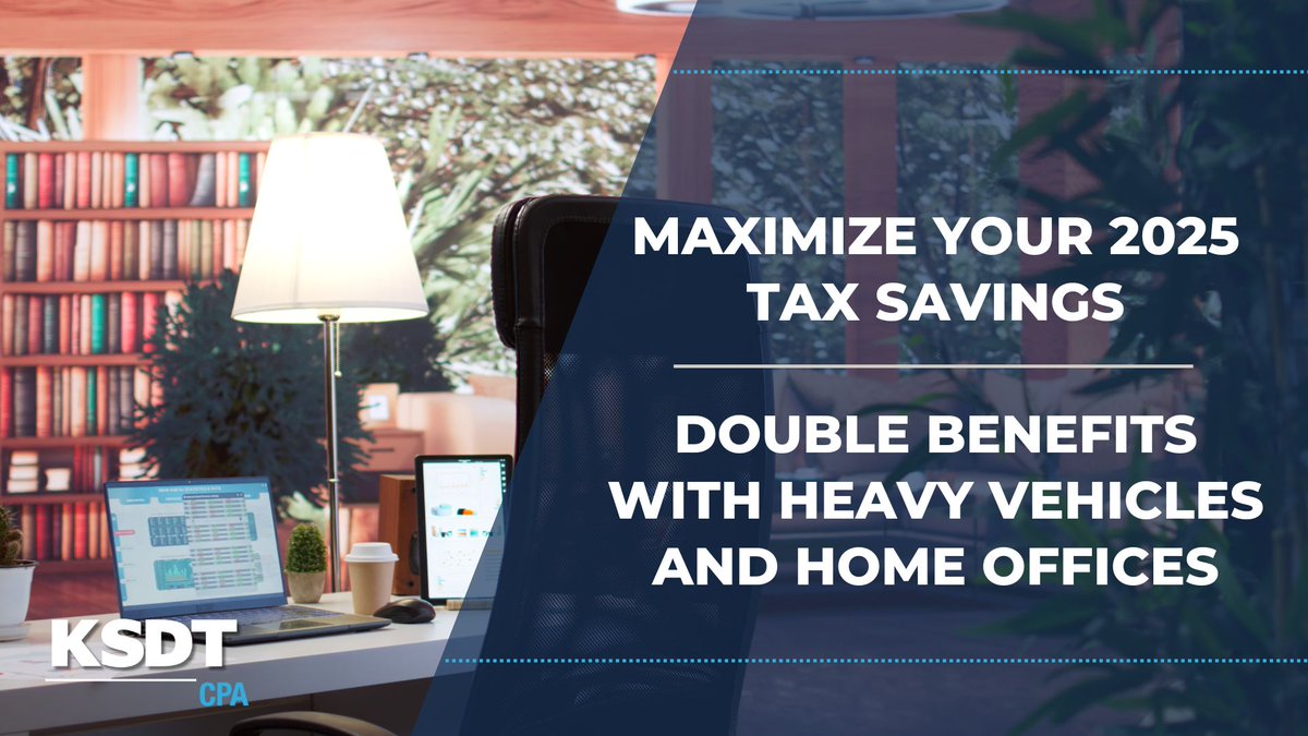 KSDTAdvisors's tweet photo. Are you taking full advantage of your heavy vehicle and home office in 2025?
The right combination could mean BIG savings on your federal and self-employment taxes.
Visit our Website to read the full article.
https://t.co/DR7r4O0eaw https://t.co/8JIxXkZbF3