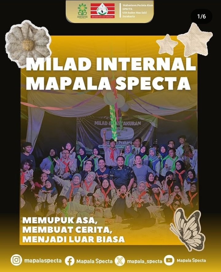 mapalaspecta's tweet photo. MILAD DAN TASYAKURAN

Mapala Specta menginjak usia ke 31 tahun di 7 Januari 2025 lalu, untuk memperingati hari tersebut maka kami mengadakan kegiatan Milad Dan Tasyakuran sekaligus dengan lahirnya angkatan baru anggota muda 2024 dengan nama angkatan :

ASTRAPIA PRAHARA https://t.co/7RWw1DflFN