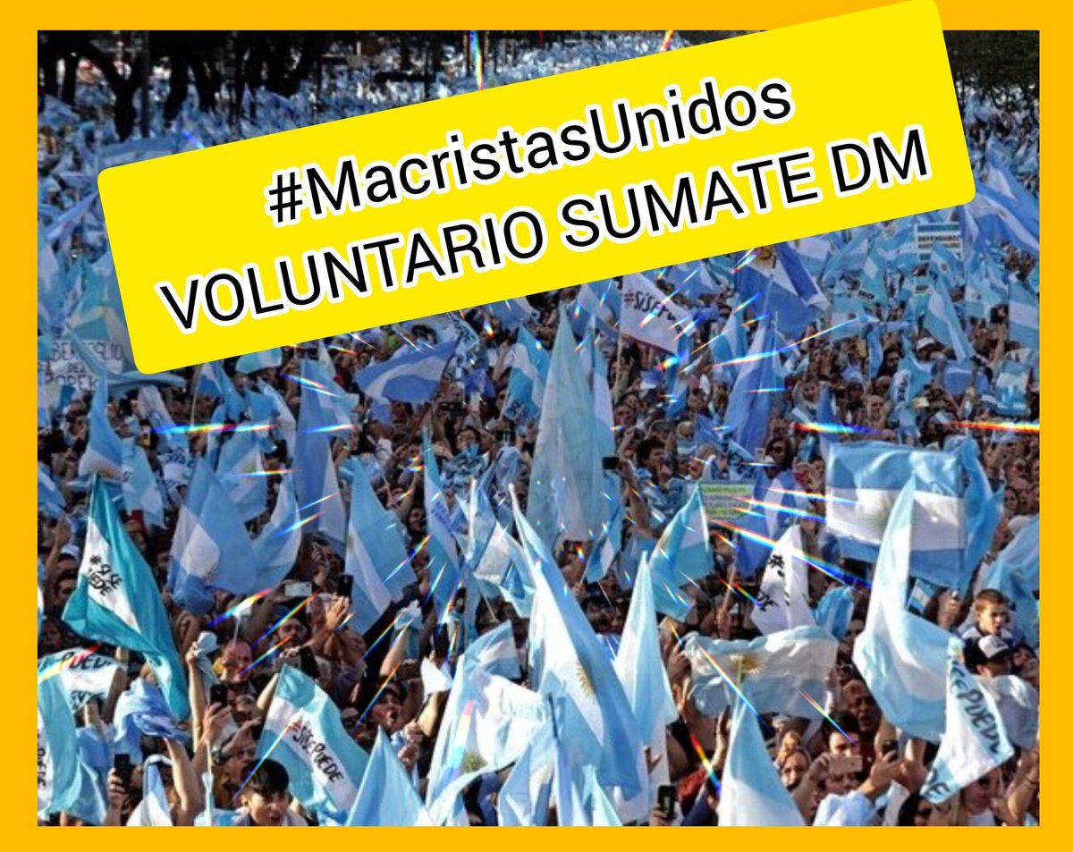 macristasunidos's tweet image. #VotoPRO #MacristasUnidos VOLUNTARIOS DE PIE! LA REPUBLICA ES DE TODOS! SUMATE XQ NO NOS RENDIMOS! 💛🇦🇷💪
