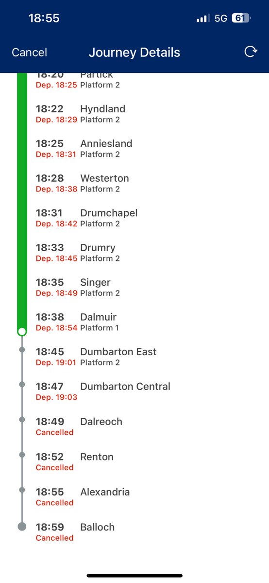 M67McG's tweet photo. Hello darkness my old friend…
Balloch train terminating at Dumbarton Central as it is running late? Evidence attached. 
What say you, @ScotRail?
Inward train, stops at Central. Outward (same train) starts at Central. https://t.co/XMmnFUf9Sy