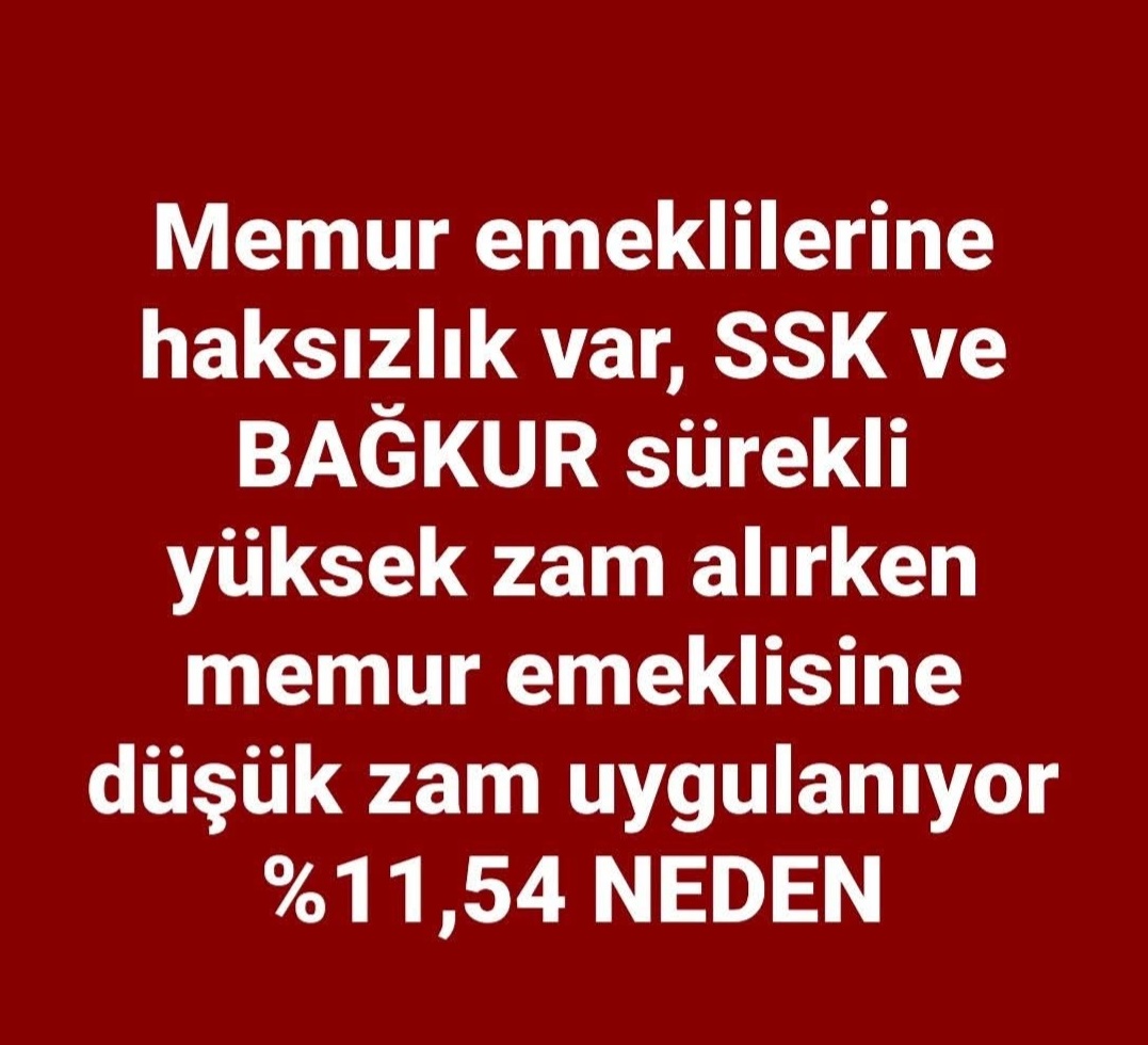 Ömer ARSLAN. Vatan sevdalısı. (@mertce40) on Twitter photo Seyyanen zam memur emeklisinin hakkıdır ve acilen verilmelidir.
Sn.<a href="/RTErdogan/">Recep Tayyip Erdoğan</a>
Memur Emeklisi
#MemurEmeklisineAdalet Seyyanen zam memur emeklisinin hakkıdır ve acilen verilmelidir.
Sn.<a href="/RTErdogan/">Recep Tayyip Erdoğan</a>
Memur Emeklisi
#MemurEmeklisineAdalet