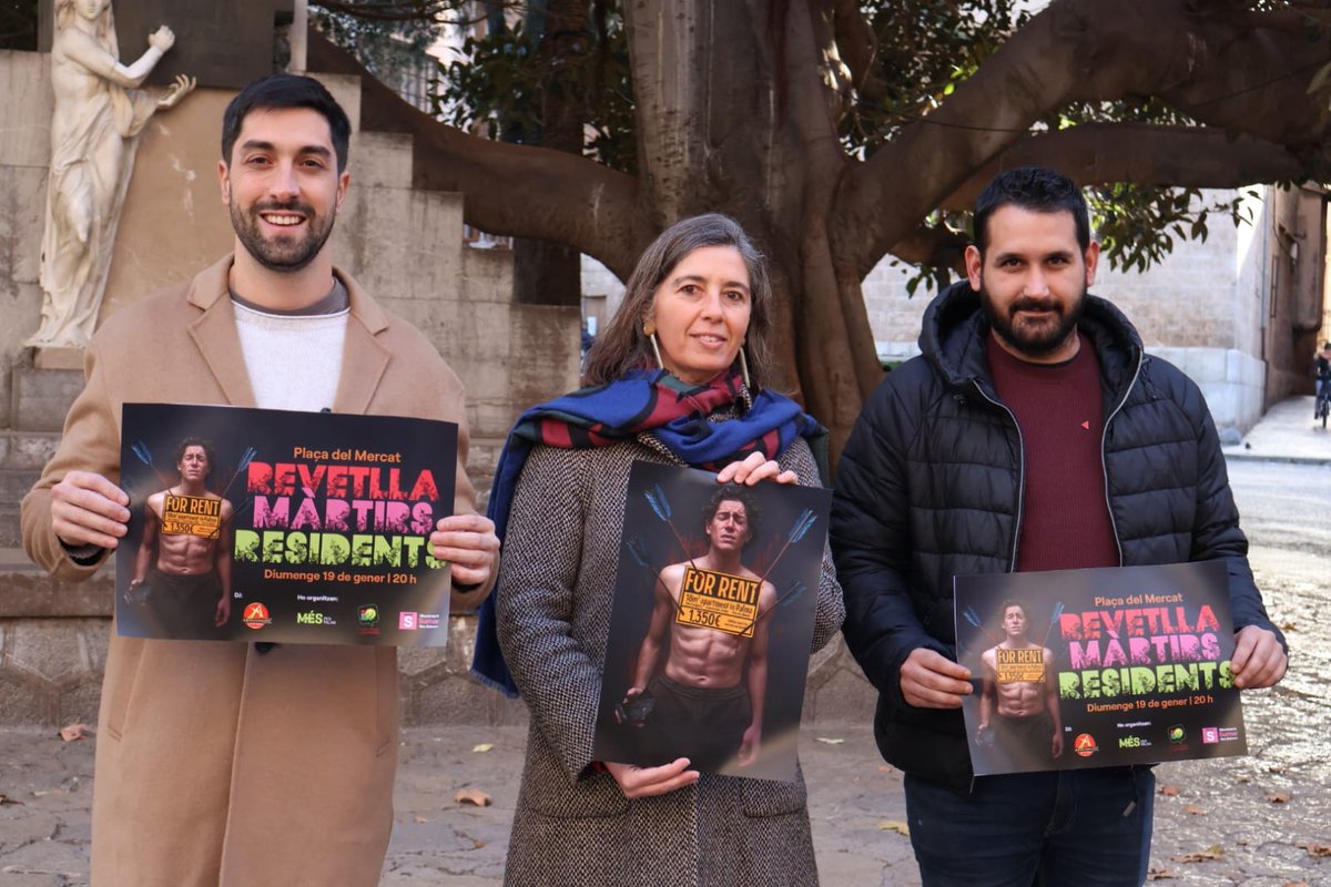 Diumenge vespre, per Sant Sebastià, celebrarem la Revetla  Màrtirs Residents: una festa per gaudir i alhora denunciar l’especulació immobiliària que Prohens empara. No ens prendran la ciutat! 💪👇