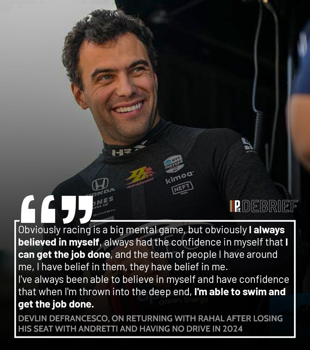 Pit Debrief (@pitdebrief) on Twitter photo Asked by Pit Debrief on #IndyCar content day how he maintained belief in himself following his exit from Andretti at the end of 2023, <a href="/DevlinDeFran/">Devlin Defrancesco</a> says he's never lost faith in his ability as he makes his return with RLL in 2025. Asked by Pit Debrief on #IndyCar content day how he maintained belief in himself following his exit from Andretti at the end of 2023, <a href="/DevlinDeFran/">Devlin Defrancesco</a> says he's never lost faith in his ability as he makes his return with RLL in 2025.