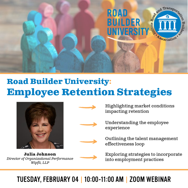 Upcoming Road Builder University webinars for IRTBA members!

🗓️ IRTBA State of the Association on Thursday, January 23 @ 1:30PM - bit.ly/irtbastateofas…

🗓️ Employee Retention Strategies on Tuesday, February 04 @ 10:00AM - bit.ly/irtbarburetent…