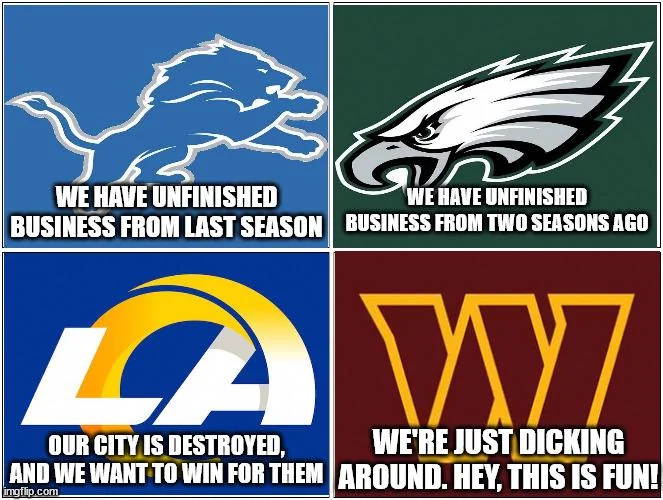 The NFC's final four summed up...