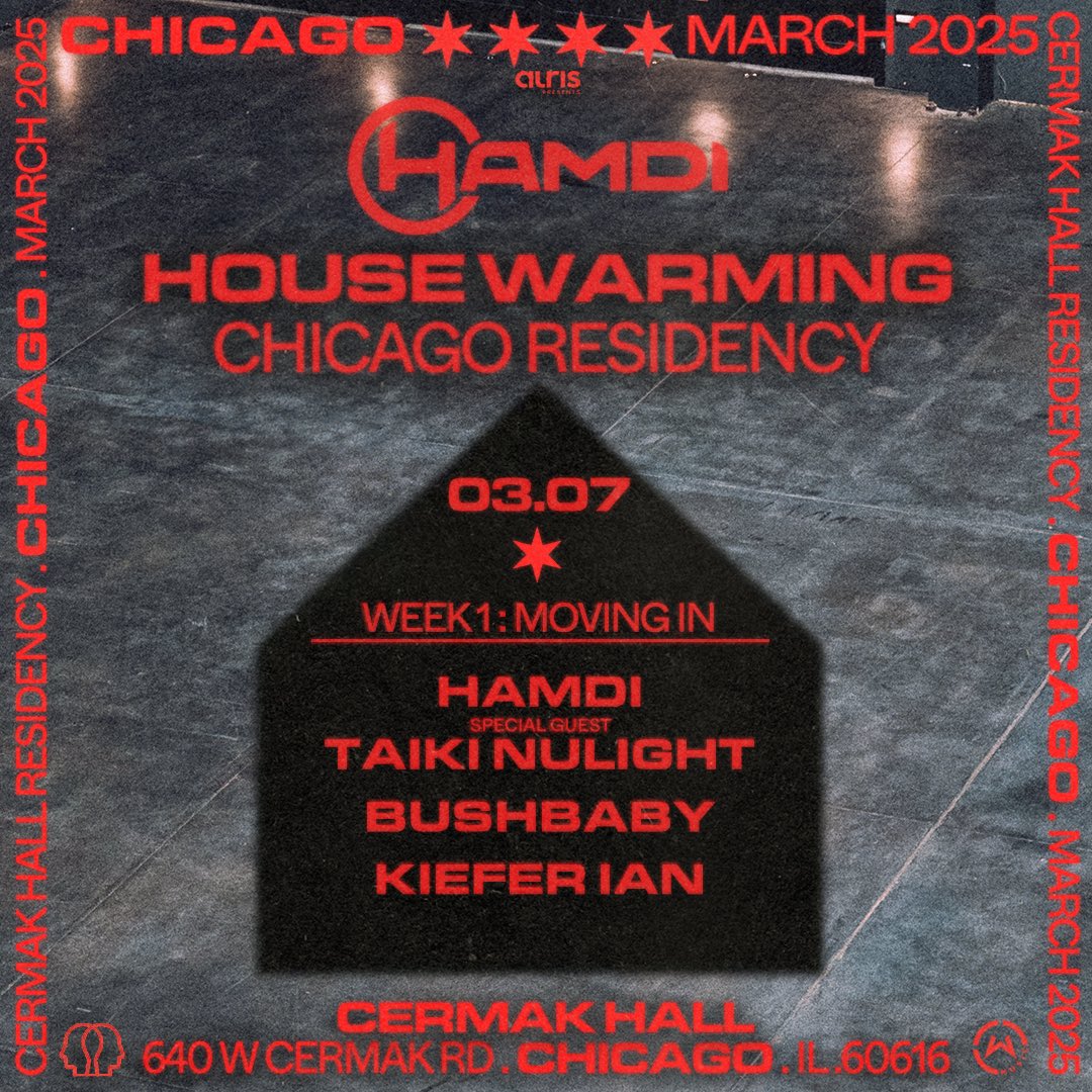 ✶ Joining <a href="/hamdimusic/">Hamdi</a> for the move in of his residency at Radius Chicago on March 7th alongside the legends <a href="/Taiki_Nulight/">TAIKI NULIGHT</a> + <a href="/BushbabyBeats/">bushbaby</a> - No better way to bridge the Chicago Garage connection than this
