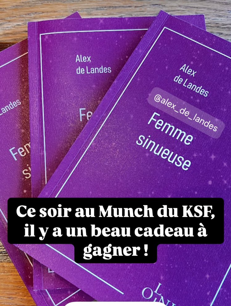 Alex de Landes (@alexdelandes) on Twitter photo Merci au <a href="/KinkySaloonFR/">kinky saloon</a> de faire gagner mon roman « Femme sinueuse » au Munch de ce soir ! Merci au <a href="/KinkySaloonFR/">kinky saloon</a> de faire gagner mon roman « Femme sinueuse » au Munch de ce soir !