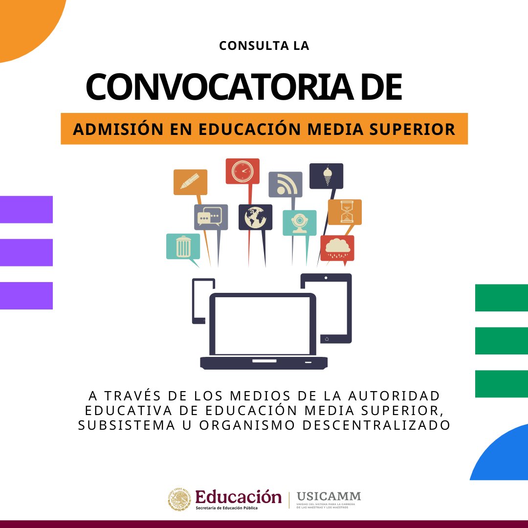 USICAMM_OFICIAL's tweet photo. 🔔 ¡Llegó el día! Consulta la convocatoria de admisión en educación media superior a través de los medios de la autoridad educativa de educación media superior en la que vas a participar.

¡Que comience con éxito su proceso! 🫶🥳 https://t.co/8jp3sl1pKa