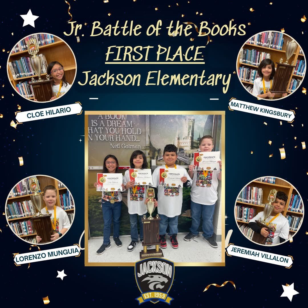CONGRATULATIONS to our Jr. Battle of the Books Students!!! They brought home 1st Place. Our students have advanced to the final round at Region 1. <a href="/McAllenISD/">McAllen ISD</a> #goforthegold💙🥳🏆🤩🥇💛