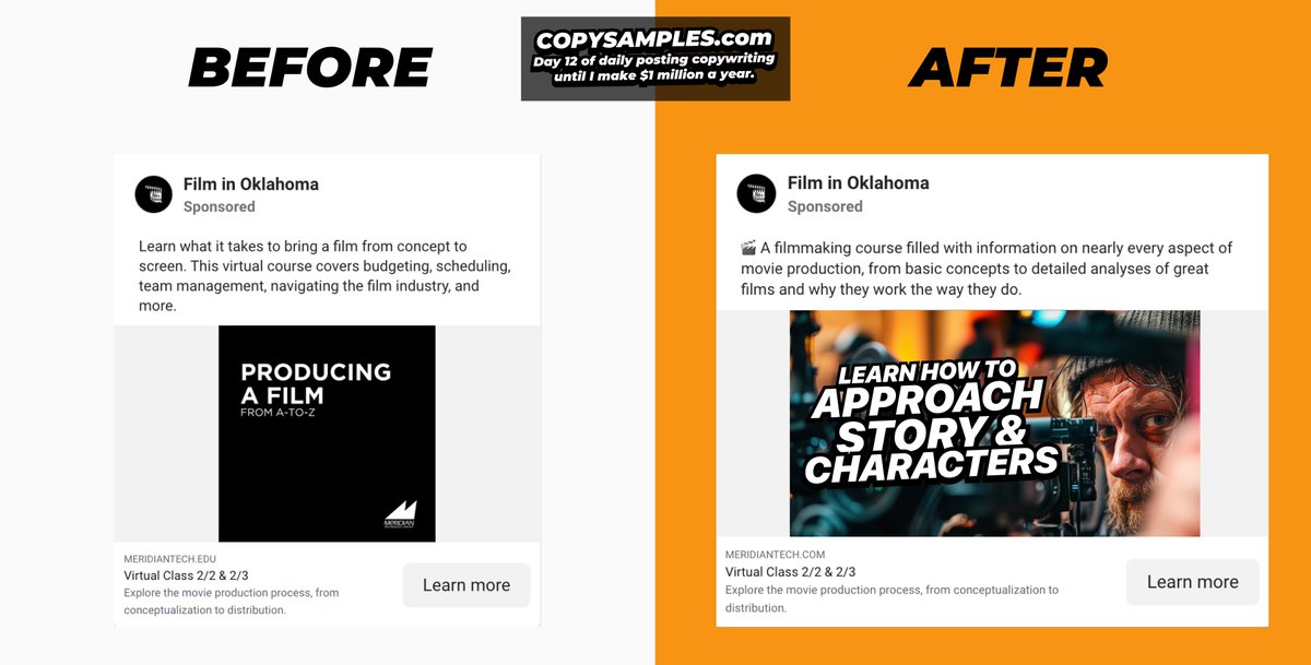 The best ad formula.

Directly answering customers' questions is the best ad possible.

Some ideas:
- What will I exactly learn from the course?
- How many steps are in the process?
- How hard is your tool to use?

Day 12 of daily posting copywriting until I make $1 million a