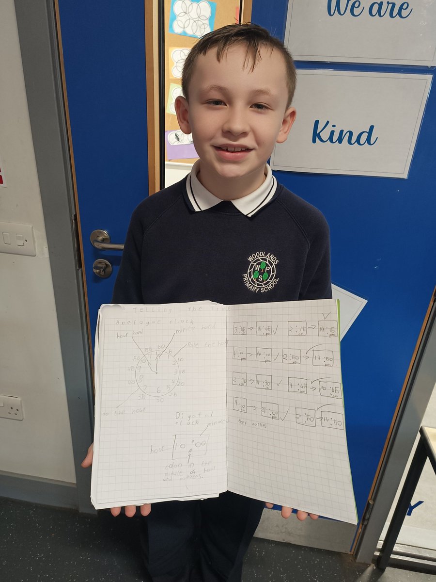 One of our Primary 5 pupils proudly shared his recent maths work today 🕒 Lots of great knowledge of analogue and digital time displayed clearly 🌟 Well done! 💙 <a href="/AttainRen/">Renfrewshire Attainment Team</a>