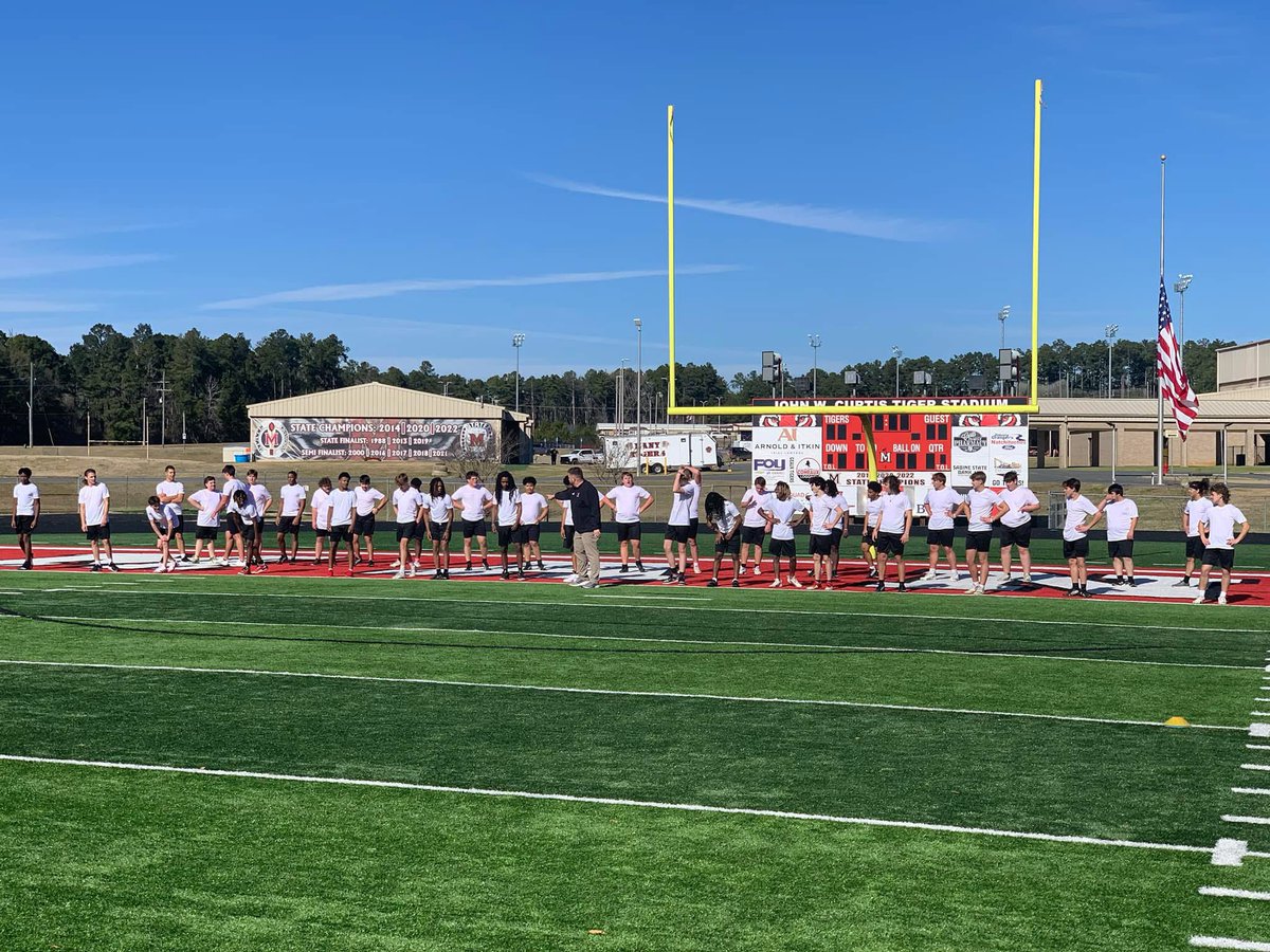 Back to the basics. You have to earn your colors. We are breaking it down to build it up. We are in the process of stacking good days! Proud of these young man. Brick by brick, day by day, we are reestablishing the foundation of Many Football. #attitudebeliefculture #ManyMade