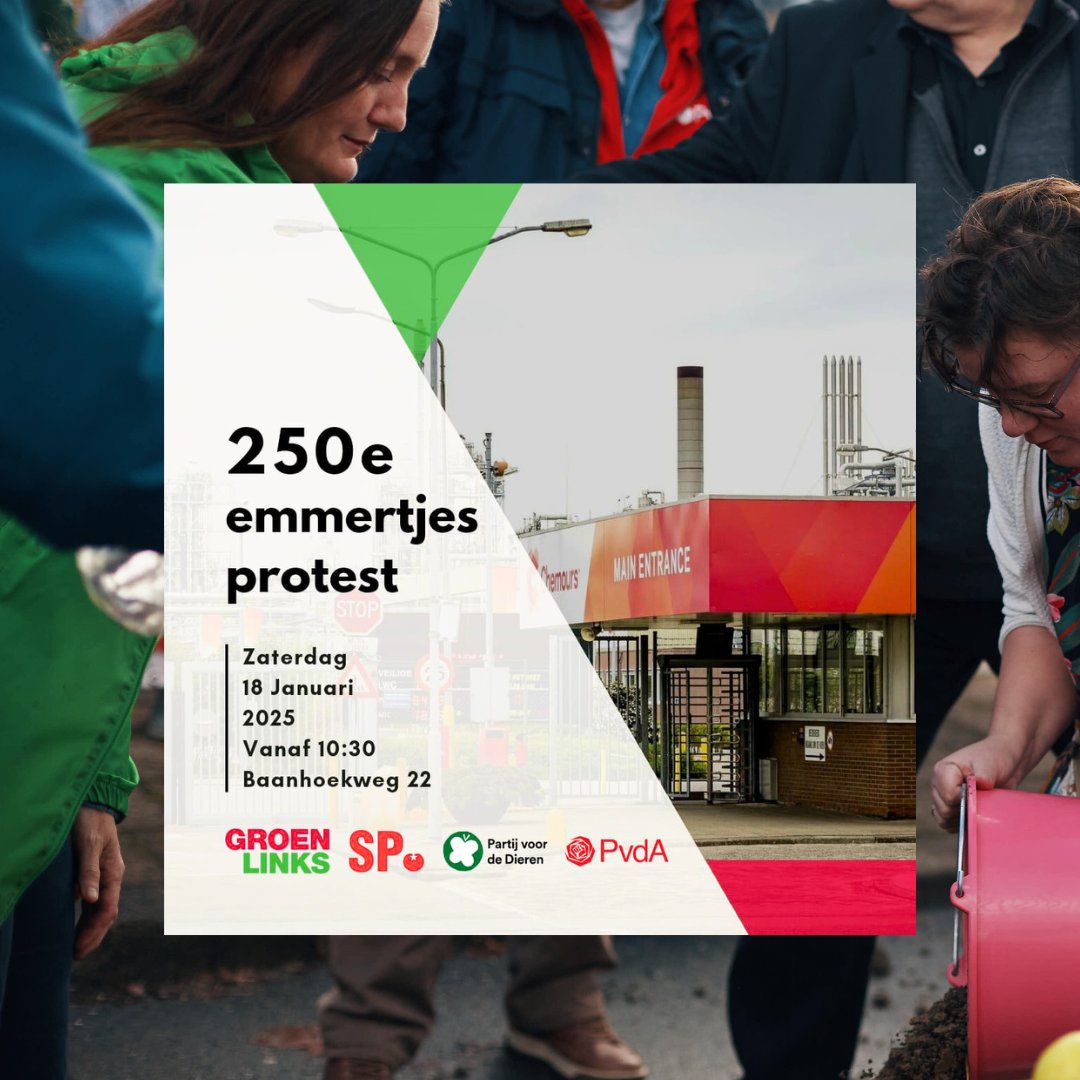 Zaterdag 18 januari vindt om 10:30 uur het 250e wekelijkse protest plaats voor de poorten van #Chemours, Baanhoekweg 22 in Dordrecht. Komt ook! En teken de petitie om het gebruik van #PFAS in Europa zo snel mogelijk verbieden. Liever vandaag dan morgen:
act.greens-efa.eu/nl/pfas