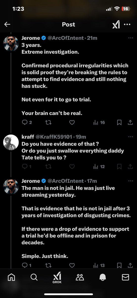 ArcOfIntent's tweet photo. Interesting. 
Somehow blocked from responding while talking simple sense.

Let @Cobratate and @TateTheTalisman go. This is BS.

#TurkeyJuice https://t.co/8hjmA5p3yz