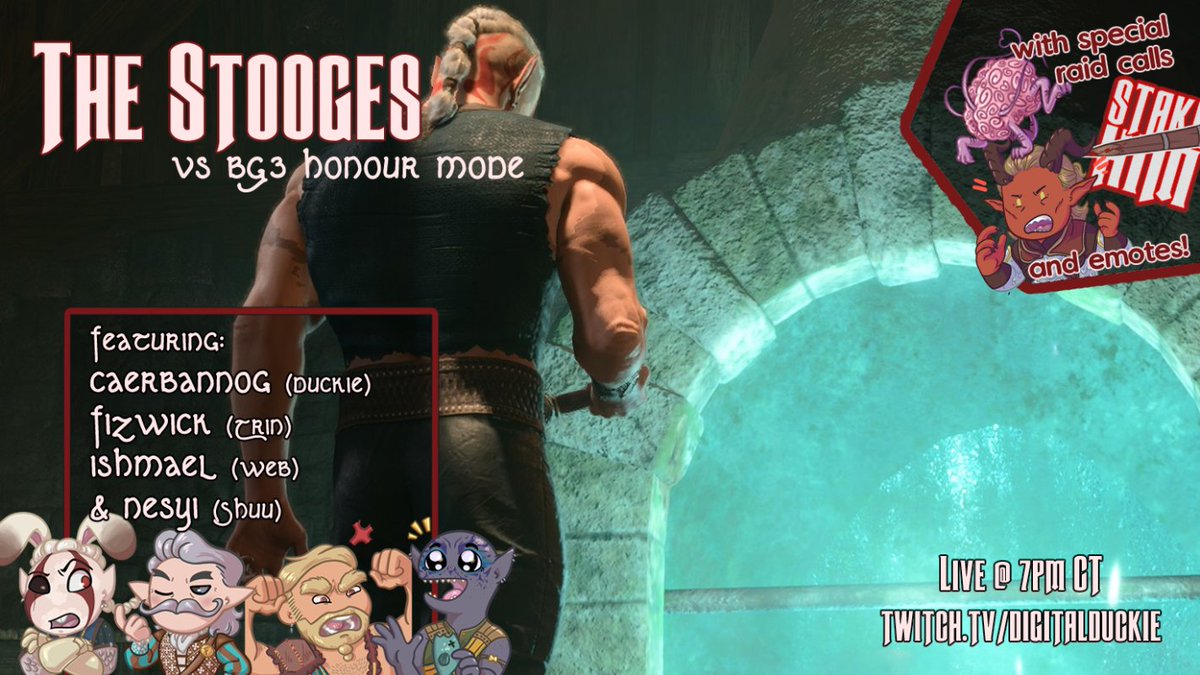 TONIGHT! The Stooges are back with more honour mode in BG3. Two outta three goblin bosses are down but will Ragzlin be the end of our heroes?

Tune in at 7pm CT on Twitch!