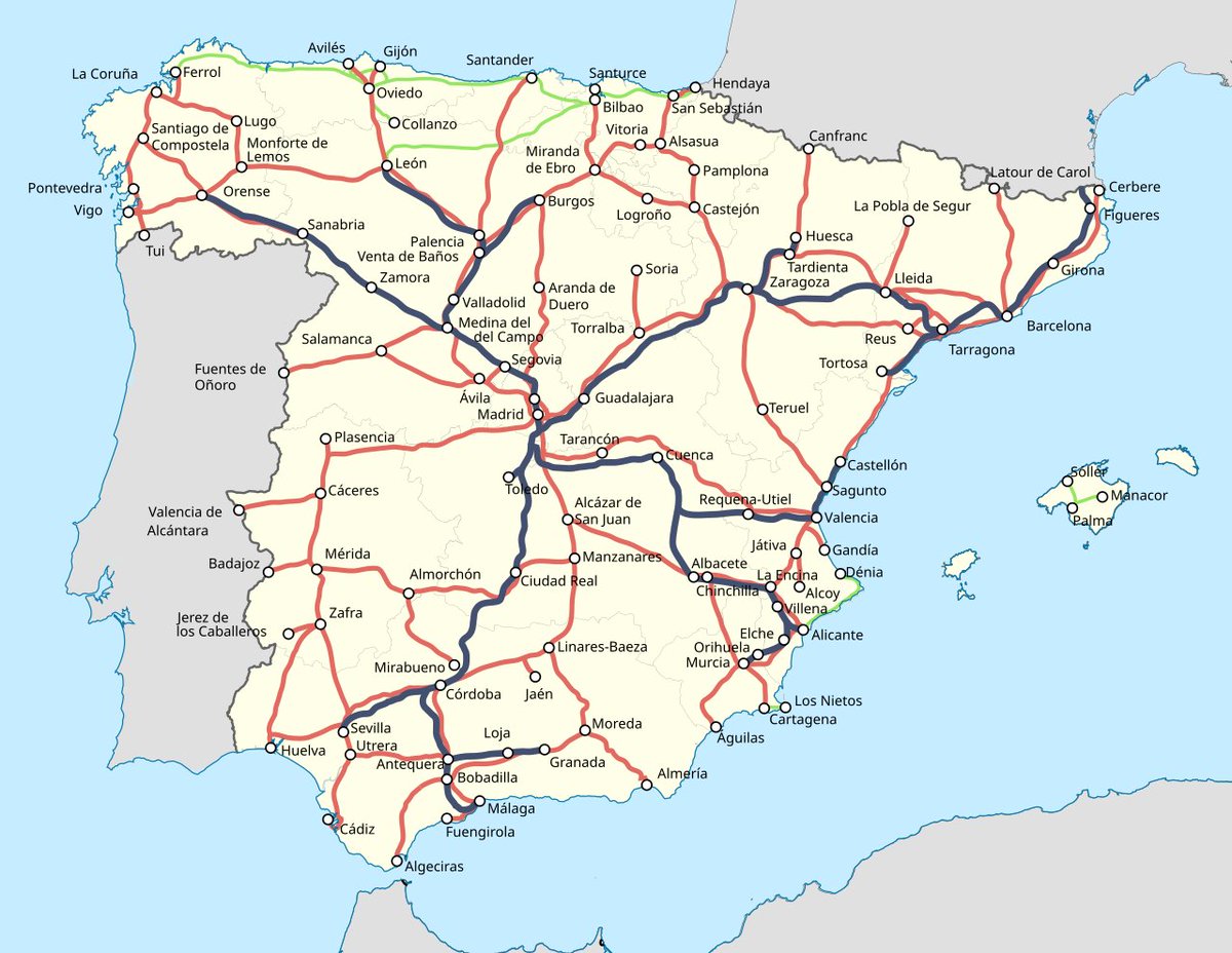 La red general de ferrocarril es menor hoy que hace 100 años viendo que se han suprimido muchísimos trayectos provinciales, sobre todo en Catalunya, Andalucía y Euskadi.
La inversión en infraestructuras en estos 100 años se ha destinado a fomentar el vehículo privado. Así nos va.